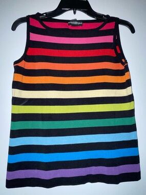🏳️‍🌈World Republic Women's Sleeveless Rainbow Stripe Tank Top - Black & Multi